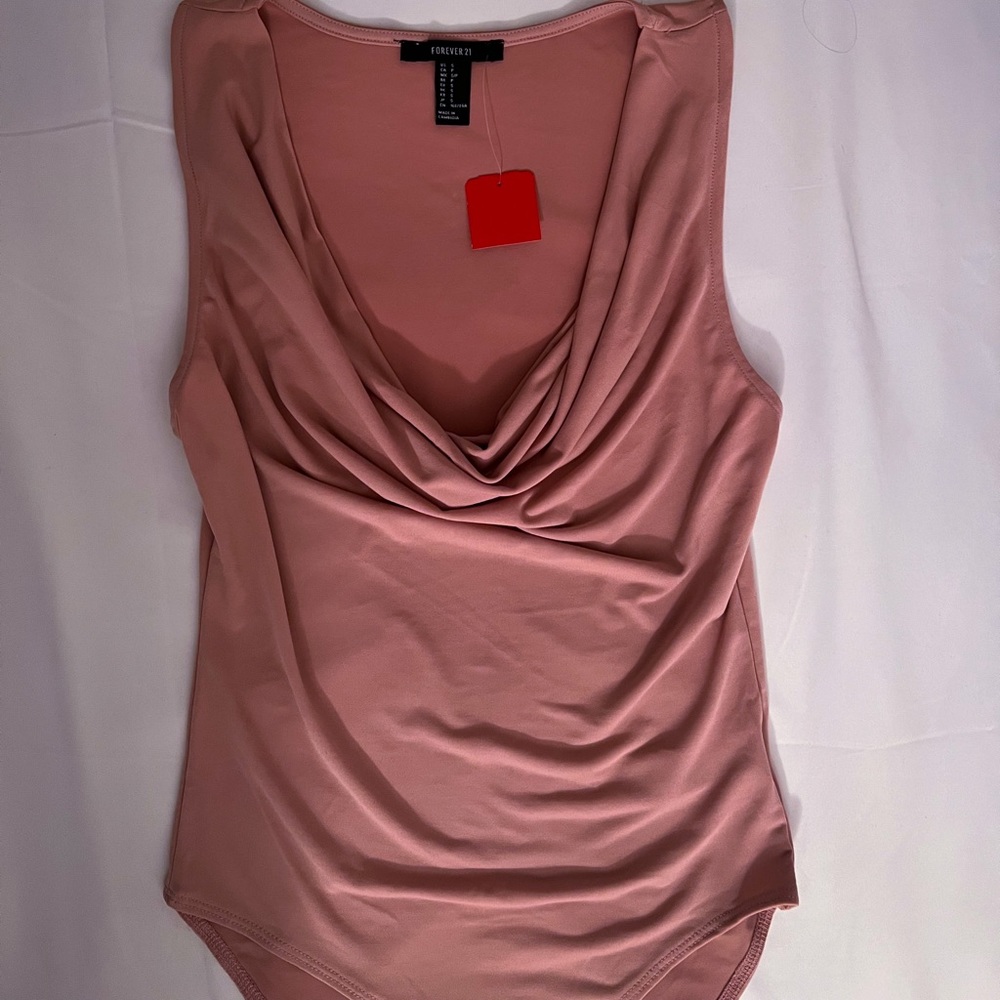Forever 21 Blush Cowl Neck Bodysuit